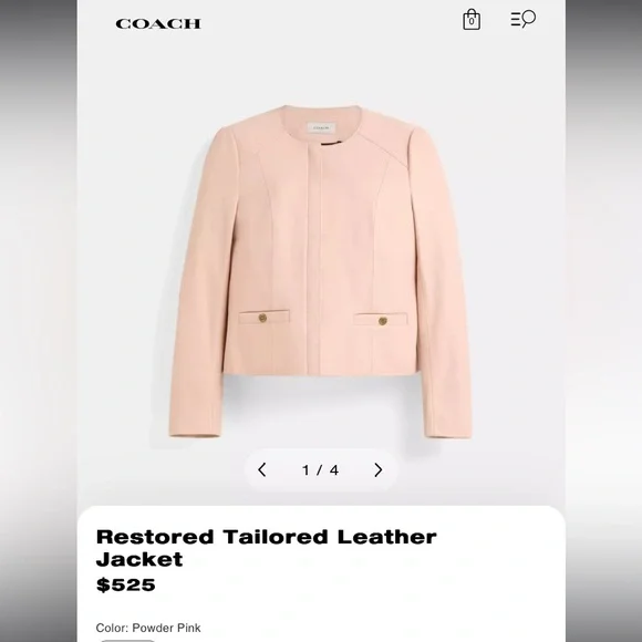 Coach 1941 Collection Blush Pink Leather Jacket - Picture 2 of 15